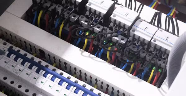 Switchboard equipment illustrating circuit-protection work
